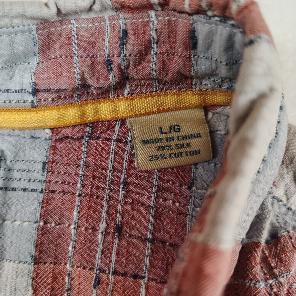 Tommy Bahama Red Blue Plaid Silk Button Up Shirt Island Modern Fit Sz Large - Picture 4 of 11